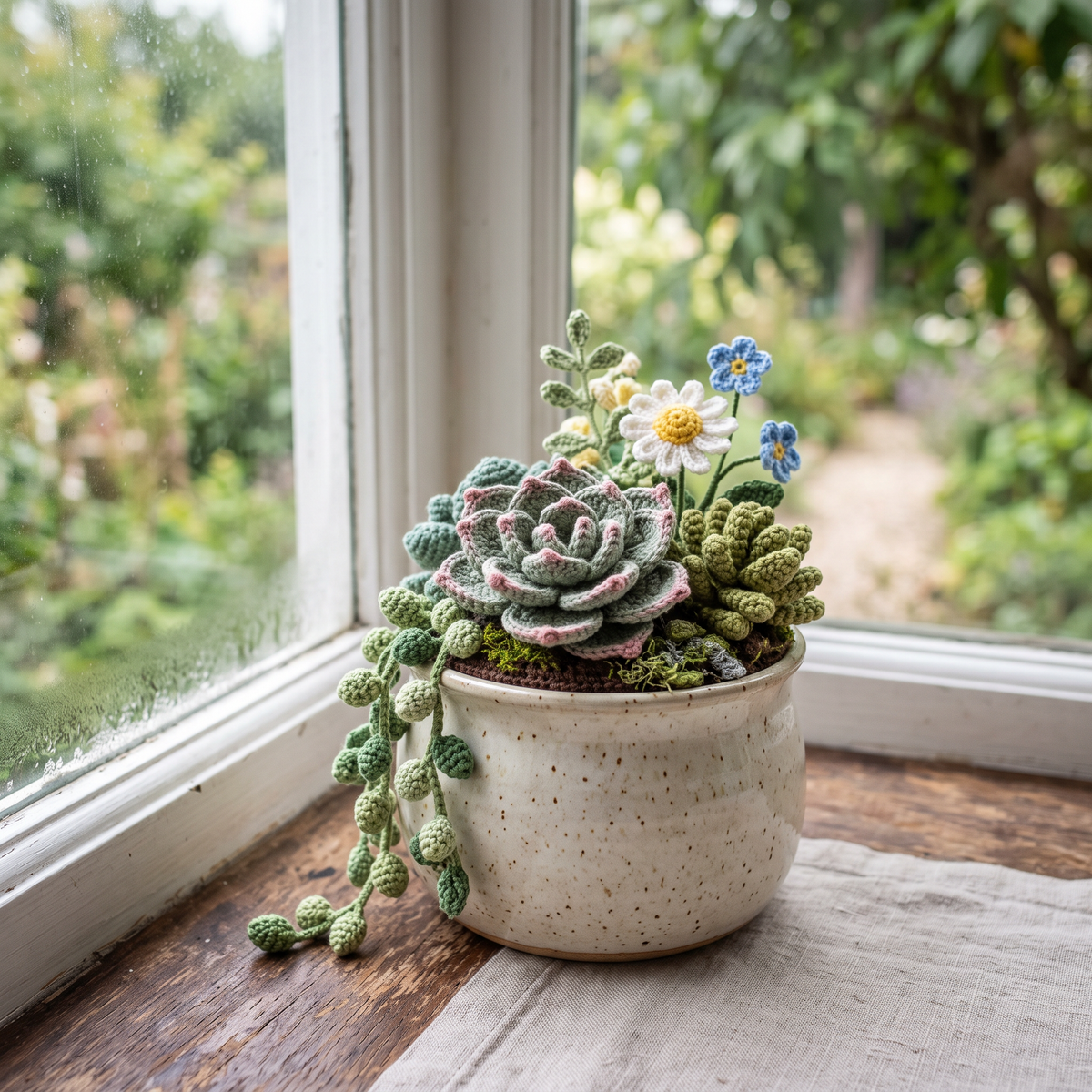 Flower Succulent Arrangement windowsill